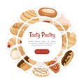 Sweet Bakery Food Banner Design with Baked Dough Pastry Vector Template Royalty Free Stock Photo