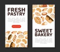 Sweet Bakery Food Banner Design with Baked Dough Pastry Vector Template Royalty Free Stock Photo