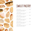 Sweet Bakery Food Menu Banner Design with Baked Dough Pastry Vector Template Royalty Free Stock Photo