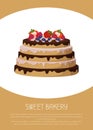 Sweet Bakery with Fruits, Vector Illustration