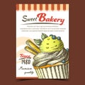 Sweet Bakery And Ice Cream Cake Banner Vector