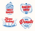 Sweet Bakery Labels Set Isolated on White Background. Home Donuts and Baking Production Elements, Stickers or Labels