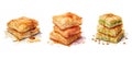 sweet baklava piece ai generated watercolor