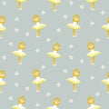 Sweet ballerina monkey dance seamless vector pattern. Royalty Free Stock Photo