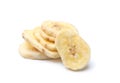 Sweet banana slices on white background. Dried fruit Royalty Free Stock Photo