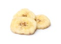 Sweet banana slices on white background. Dried fruit Royalty Free Stock Photo