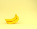 Sweet banana yellow color on yellow pastel background. minimal i