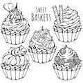 Sweet baskets sketch Royalty Free Stock Photo