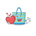 A sweet beach bag cartoon character style with a heart Royalty Free Stock Photo