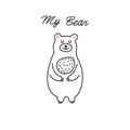 Sweet bear. Beautiful cartoon doodle cute bear in sketch style