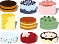 Sweet beautiful decorated cakes collection vector illustration Royalty Free Stock Photo