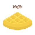 Sweet belgian waffle for breakfast. Made in cartoon flat style.