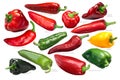 Sweet bell peppers collection, paths Royalty Free Stock Photo