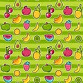 Sweet berries and fruits vector seamless pattern