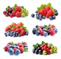 Sweet berries mix .Collage of berries Royalty Free Stock Photo