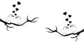 SWEET BIRDS WITH HEARTS ON TREE VECTOR SET IN BLACK Royalty Free Stock Photo