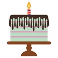 Sweet birthday cake with burning candle Royalty Free Stock Photo