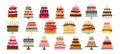 Sweet birthday cakes with burning candles Royalty Free Stock Photo