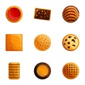 Sweet biscuit icon set, cartoon style Royalty Free Stock Photo