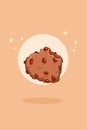 Sweet biscuits with chocolate chips cartoon illustration