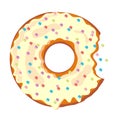 Sweet bite donut. Donut with glaze isolated on white background. Vector