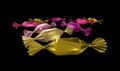 Chocolate Candies in the Festive Wrapping: golden in the front Royalty Free Stock Photo