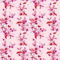 Sweet blooming gentle garden orchid flowers and many kind of floral seamless pattern vector,Design for fashion , fabric, textile,