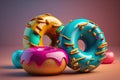 Sweet blue pink donuts. Generative AI