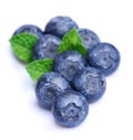 Sweet blueberries with mint leaves Royalty Free Stock Photo