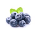 Sweet blueberries with mint leaves Royalty Free Stock Photo
