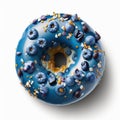 A Sweet Blueberry Donut, American Snack, Isolated on White Background - Generative AI Royalty Free Stock Photo