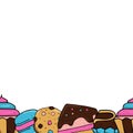 Dessert, sweets, kids, background, board, seamless, cake, cookie, macaroon, cupcake, candy