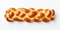 Sweet braided bread isolated on a white background. Top view. Generative AI
