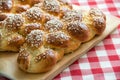 Sweet braided bread loafs