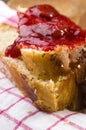 Sweet bread (challah) with strawberry jam Royalty Free Stock Photo
