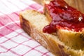 Sweet bread (challah) with strawberry jam Royalty Free Stock Photo