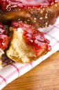 Sweet bread (challah) with strawberry jam Royalty Free Stock Photo