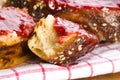 Sweet bread (challah) with strawberry jam Royalty Free Stock Photo