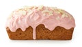 Sweet bread decorated with melted raspberry white chocolate Royalty Free Stock Photo