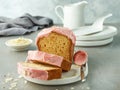 Sweet bread decorated with raspberry white chocolate Royalty Free Stock Photo