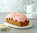 Sweet bread with pink chocolate Royalty Free Stock Photo