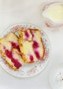 Sweet bread pudding with cherry