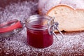 Sweet bread with red strawberry jam Royalty Free Stock Photo