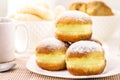 Sweet bread with sugar cream and egg, called Brazilian fried donut called bakery Royalty Free Stock Photo