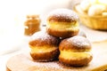 Sweet bread with sugar cream and egg, called Brazilian fried donut called bakery Royalty Free Stock Photo