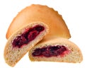 Sweet bun with berry filling isolated