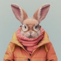 a sweet bunny wearing fashionable winter jacket