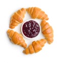Sweet buttery croissants and fruity jam.