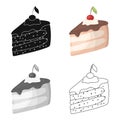 Sweet cake with cherry and leaf.Party and parties single icon in cartoon style vector symbol stock illustration. Royalty Free Stock Photo