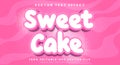 Sweet cake 3D editable text effect Template Royalty Free Stock Photo